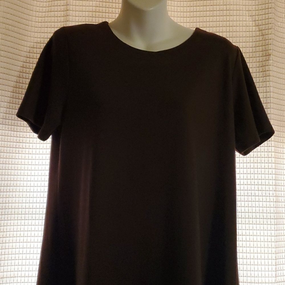 Susan Graver Dress Sz S brown Solid Swing Dress Short Sleeve - Picture 2 of 7